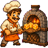Spriteoven mascot — chef baking pixels